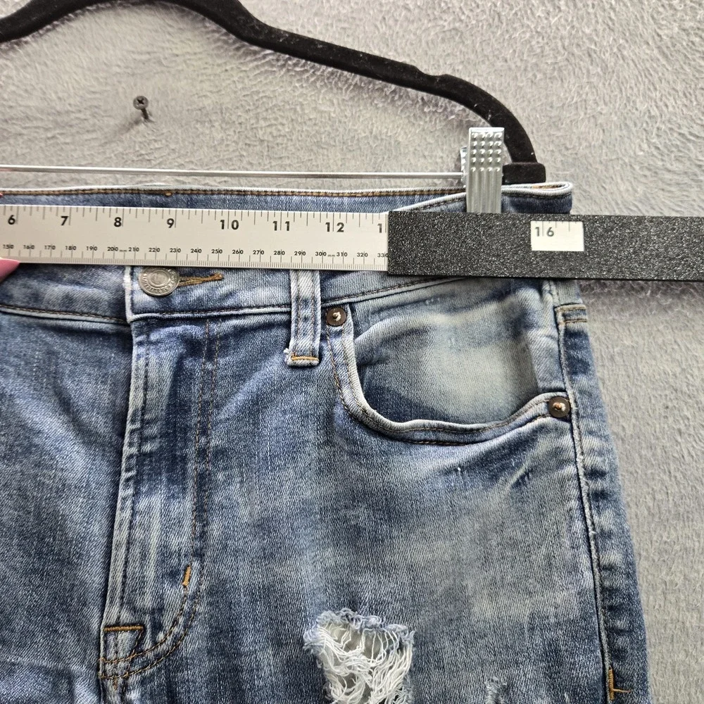 American Eagle Men Jeans 33X32 Blue Denim Distressed Skinny Next Level Flex